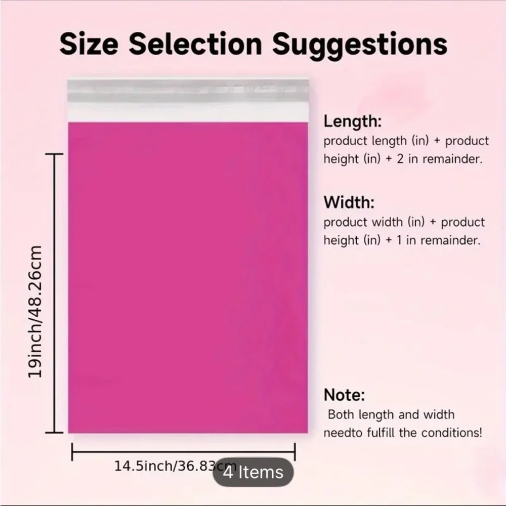 Poly Mailer Hot Pink Polymailer Bundle of 50 NWOT (14.5” x 19”) Seller Supplies